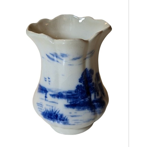 Delft Blue White Dunn Bennett Burslam Vase Crazing - Picture 3 of 7